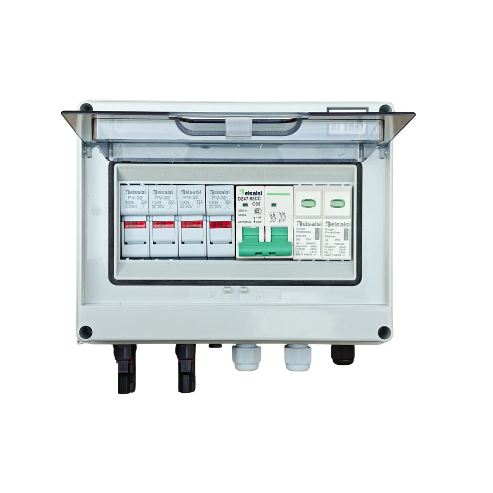 Beisaisi 2 in 1 out DC600V Solar photovoltaic PV Combiner Box Lightning Protection 32A Fuse MCB SPD Waterproof IP65 Distribution