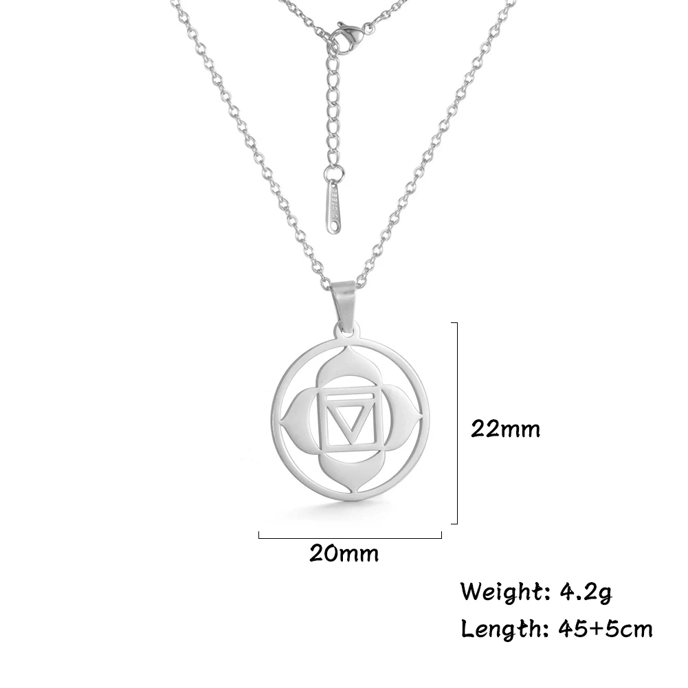 Dawapara Seven Chakras Symbol Pendants Stainless Steel Meditation Amulet Healing Spiritual Jewelry