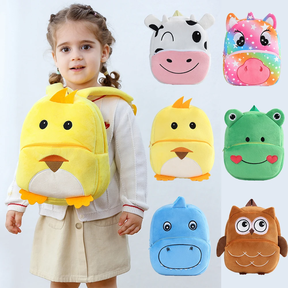 Mochila Infantil Verde Azul Amarelo para Meninos e Meninas, Mochila de Pelúcia Sapo Pato para Crianças de 3 a 8 Anos, Ideal para Escola e Viagem