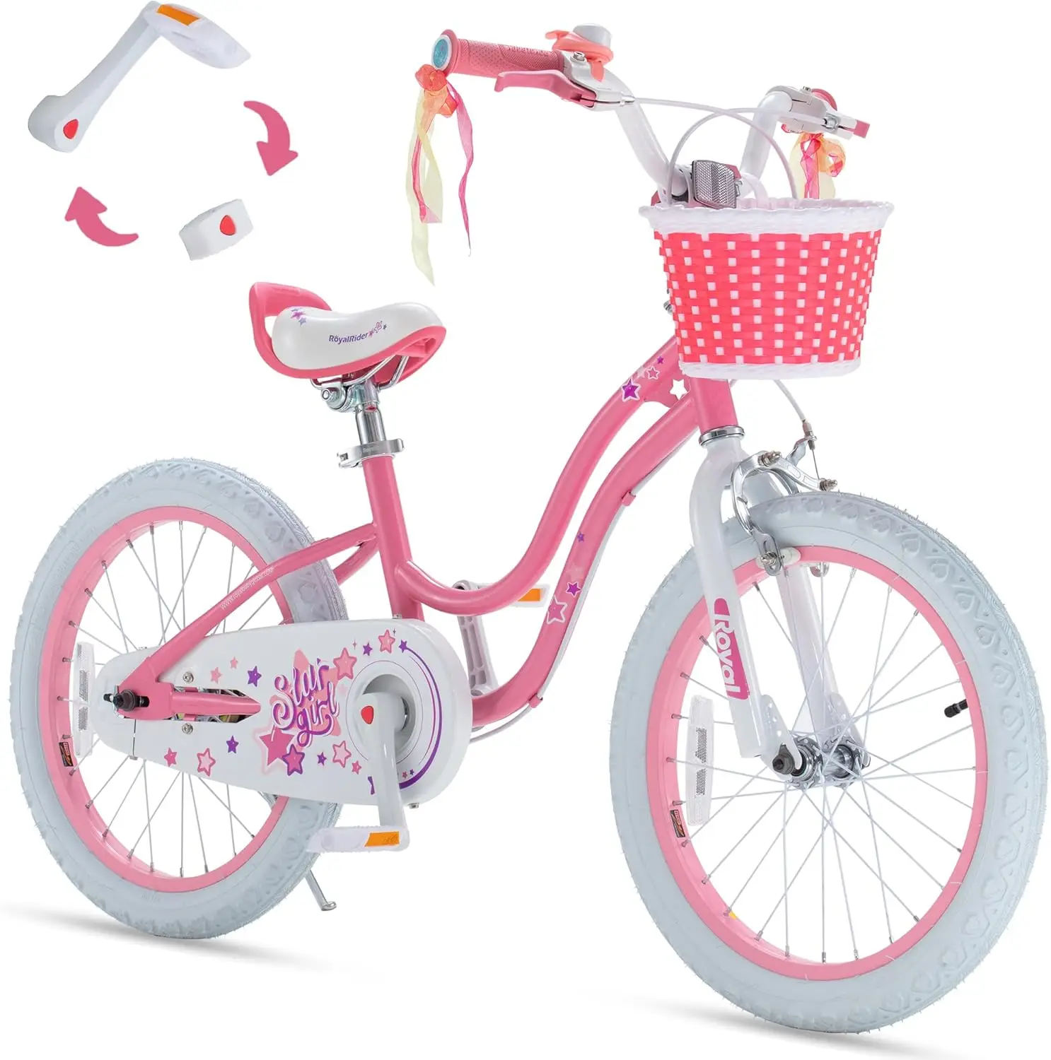 Bicicleta de Aprendizagem Fácil para Meninas, EZ Bike, Treinamento Stargirl, Equilíbrio Livre para Pedal, Rosa Rosa, 18 Polegada, 2 em 1, Iniciante