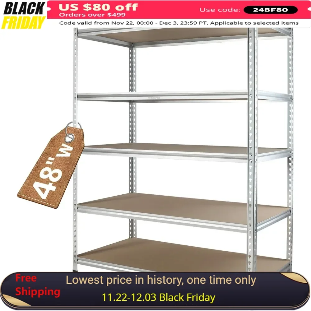 5-Tier Storage Shelving Unit,  Adjustable Storage Rack Heavy Duty Aluminum Alloy Shelf, 2750 lbs Load Capacity (Total),