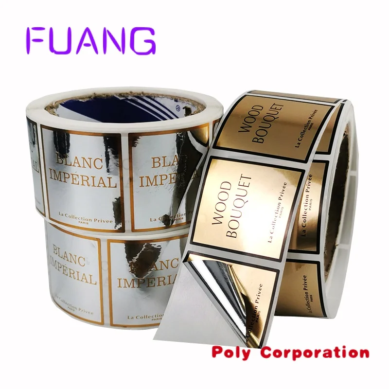 Custom  Custom Silver/Gold Metallic Bopp Private Label for Cosmetic Jar Perfume Bottle Packaging Stickers