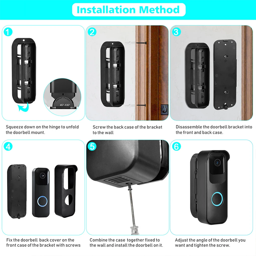 No Drill Ring Doorbell Mount Intercom Parts Available Waterproof Ring Doorbell Mount No Drill