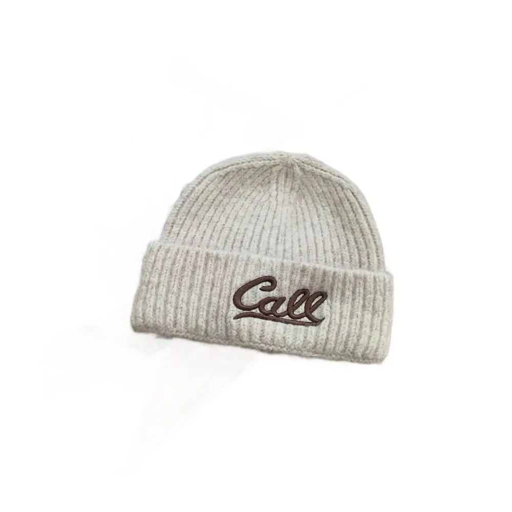 Polyester Knitted Beanie Hat Unisex Stretchable Fit Fall Winter Beanie Hat 54cm to 62cm Head Circumference