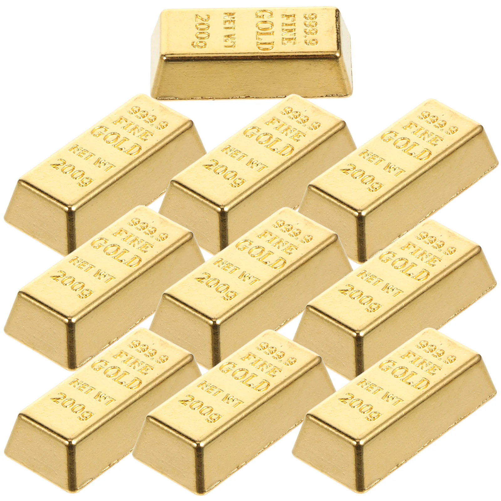 10 Pcs Simulated BRIC Model House Gold Bars Toy Ornaments Alloy Mini Simulation Building Blocks