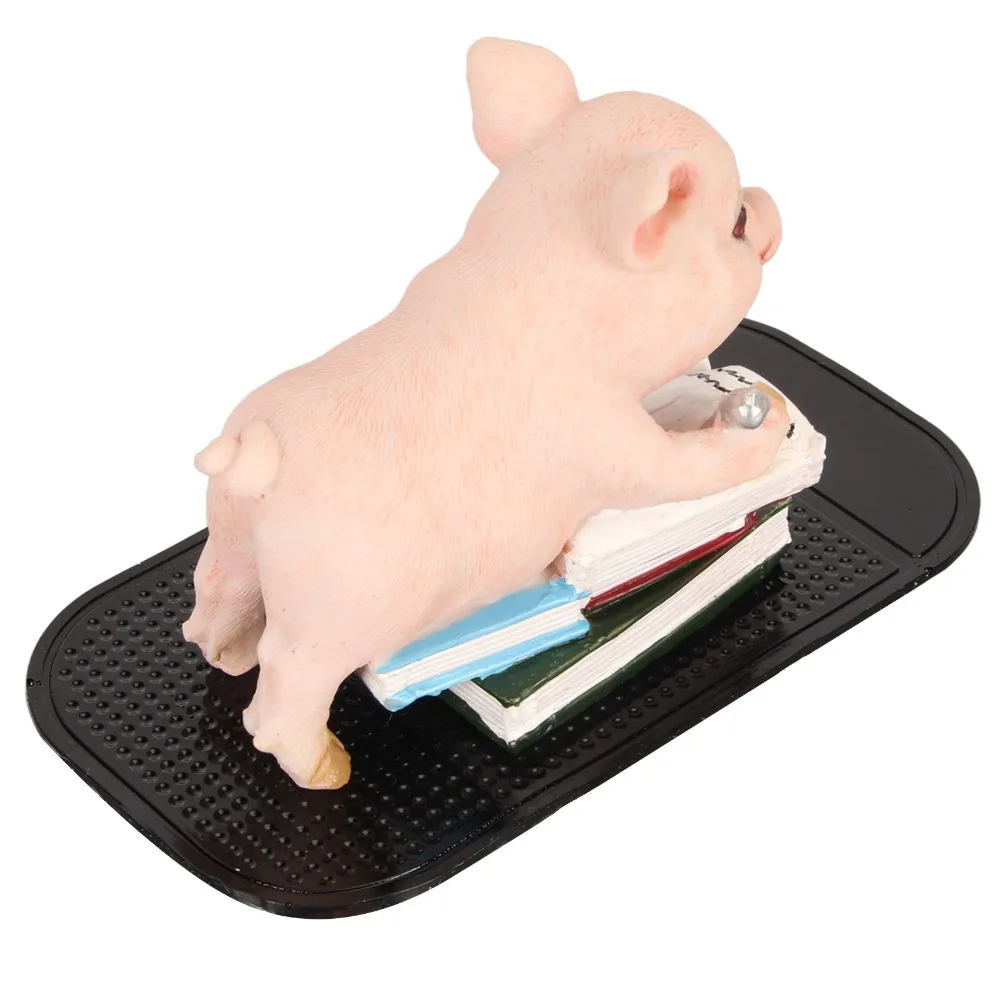 4PCS Statues Resin Pig Statue Anti Slip Mat Pink Piggy Figurine Lifelike Look Lawn Ornament Home Office Decor
