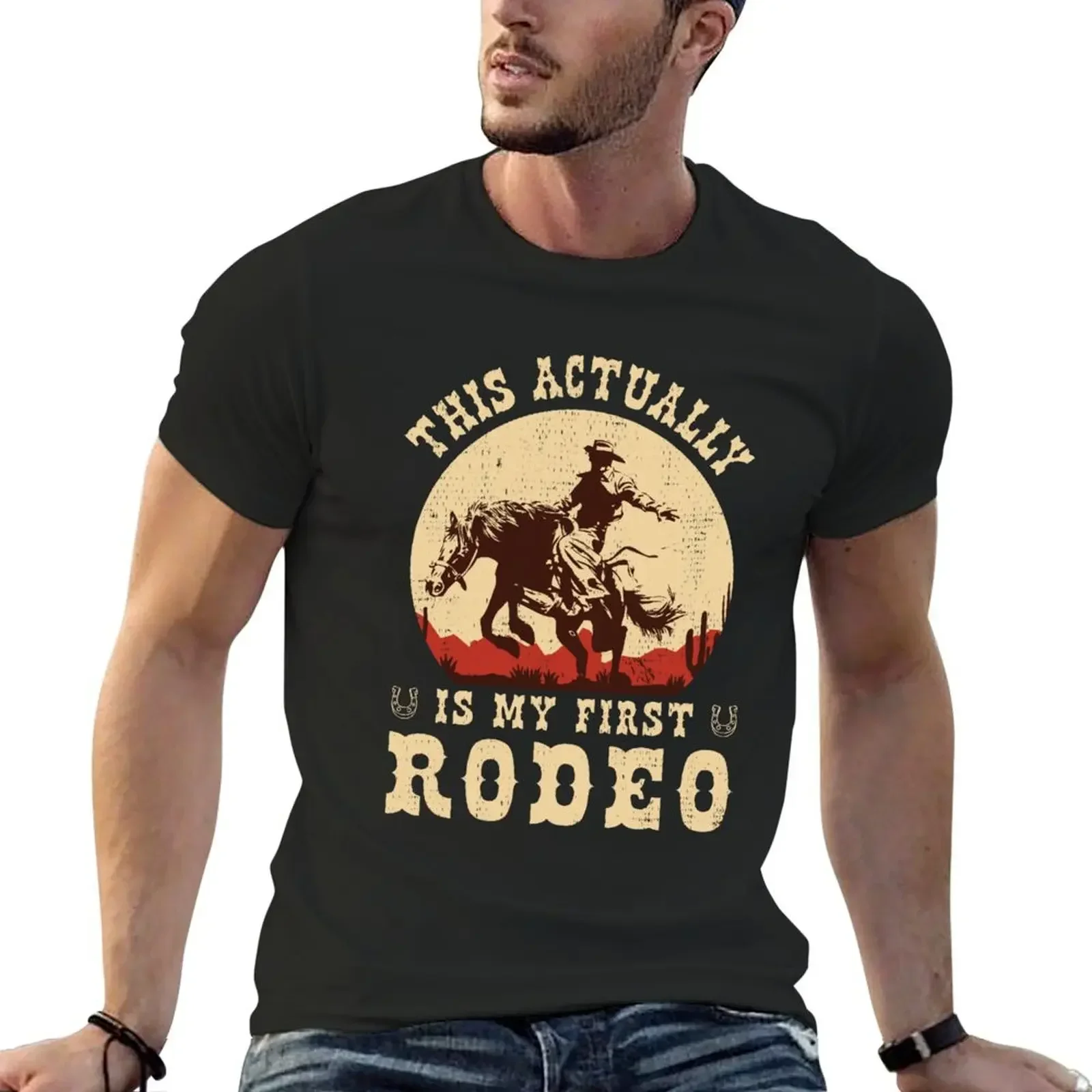 This Actually Is My First Rodeo Vintage Cowboy Cowgirl Horse T-Shirt blacks mens funny t shirts