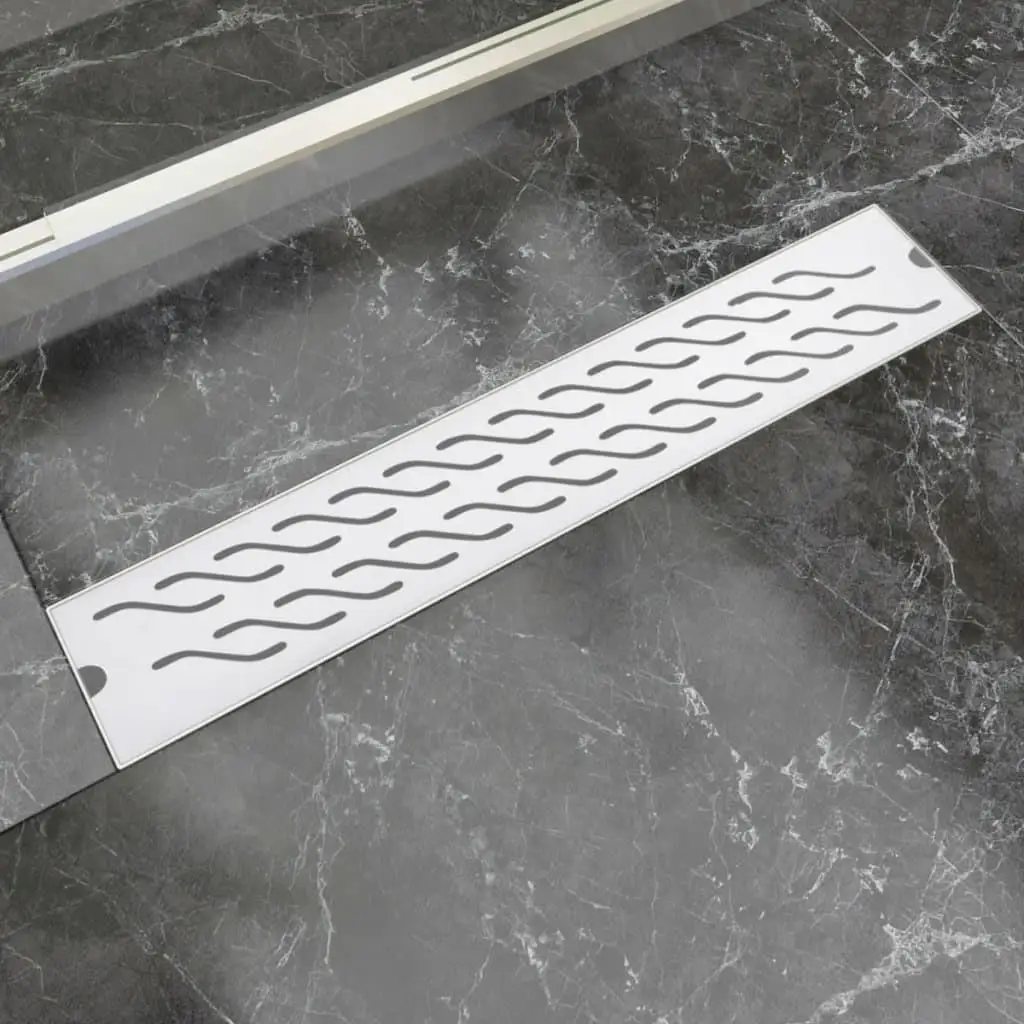 Stainless Steel Linear Shower Drain Wave 630x140mm - Modern Bathroom Drain Solution