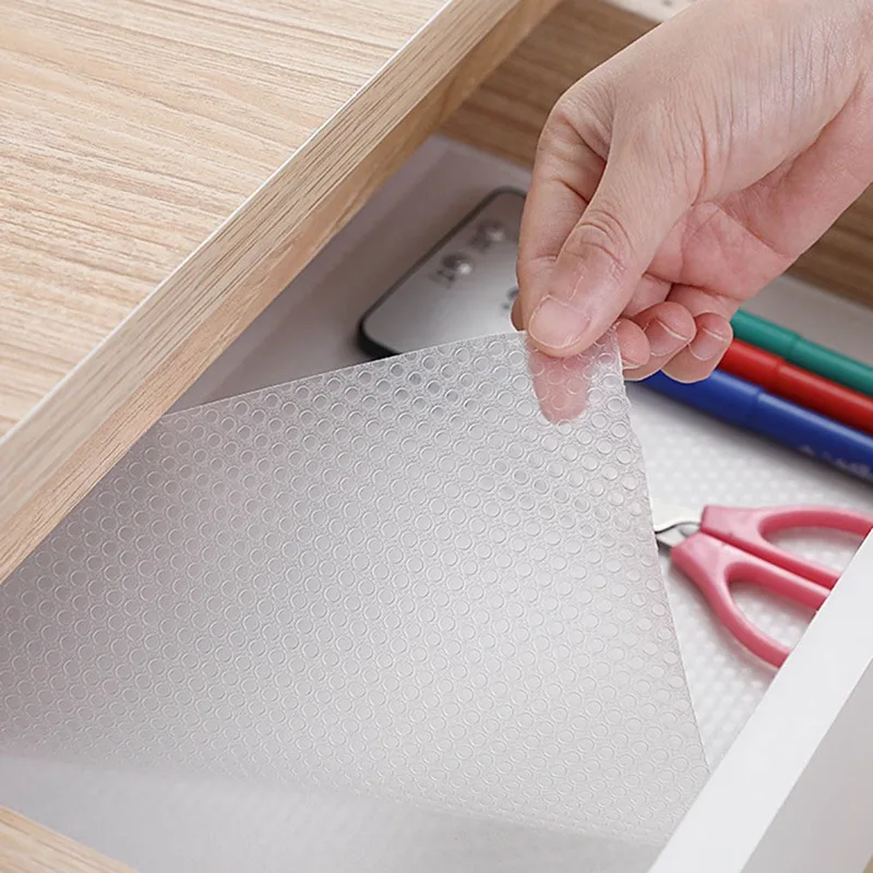 Clear Waterproof Shelf Cover Mat Cabinet Drawer Liner Non Slip Desktop Table Cover Mat for Kitchen Cupboard Refrigerator Liner