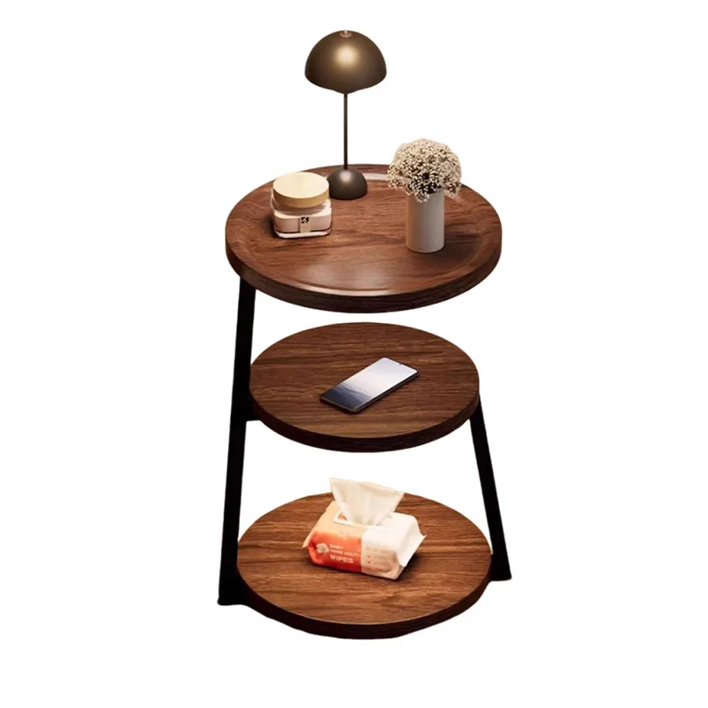 

Bedside table home small second-hand creative small round table three-story bedroom bedside shelf niche design