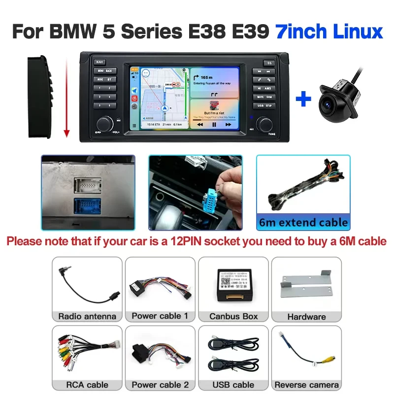 2025 Linux Auto Display Draadloze CarPlay GPS FM DSP Bluetooth Head Unit Multimedia Speler voor BMW X5 E53 / 5 Serie E39 - afbeelding 1