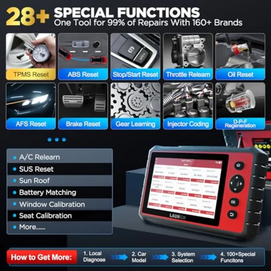 CRP909E OBD2 Scanner 2025 New Full System Car Scanner with 28+ Reset Functions for Automotive Diagnostics Oil Reset TPMS Initi