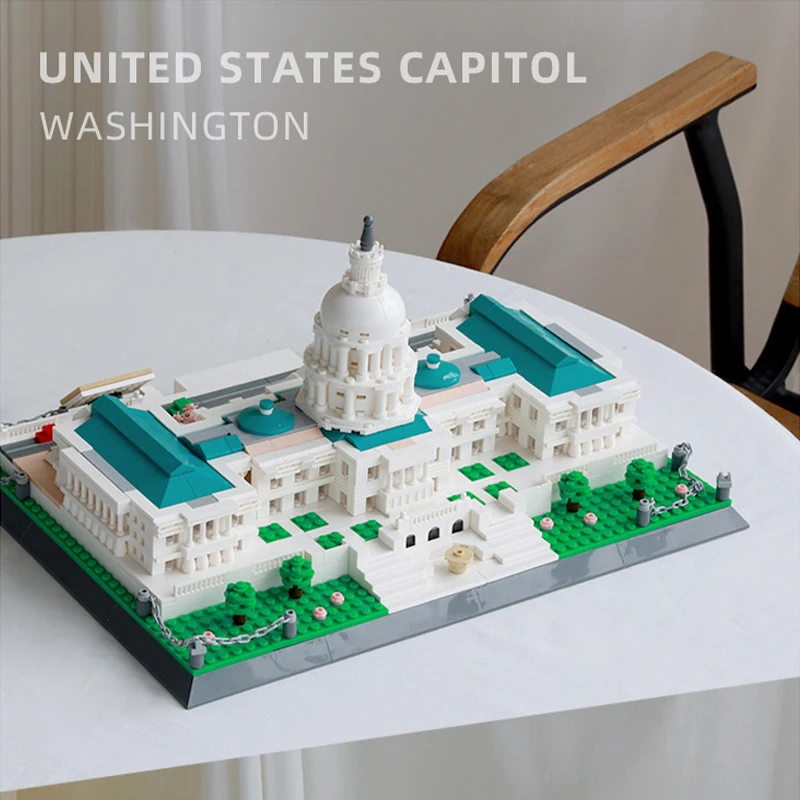 City Architecture Building Blocks The United States Capitol Model Set Bricks Assembled Toys Gifts Decoration Congress building