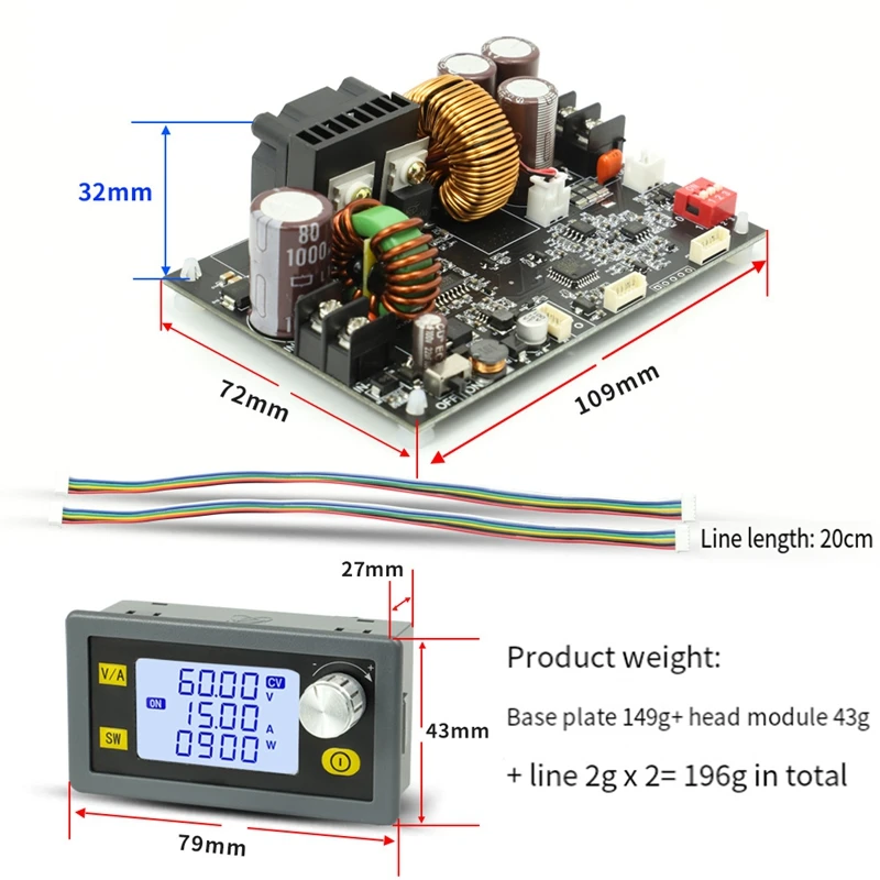 900W DC CNC Antihypertensive Boost Converter 6-70V Adjustable Power Supply Input Constant Voltage Module