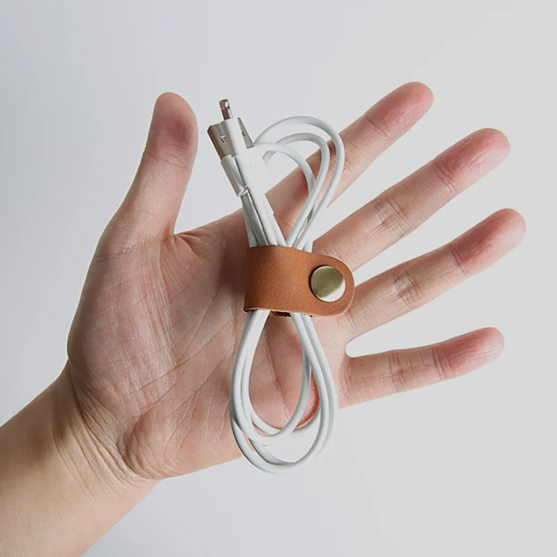 10-Pack  Faux Leather Cable Organizer / Headphone Cord Holder  Power Cord and Data Cable Organizer  Cable Wrapper image 5