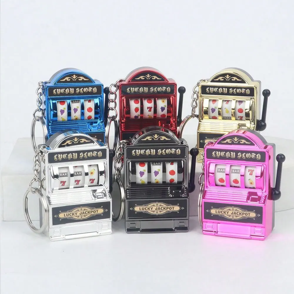 Fruit Keychain Lucky Charm Prize Keychain Mini Pendant Bag Charm Novelty Gift Adult Mini Game Console Design Keychain Mini Fruit Machine Keychain Pendant Rotating Game Slot Machine Small Toy Lucky Draw Pendant