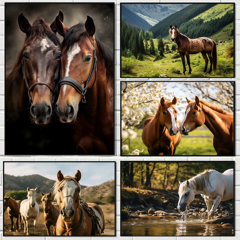 

Wild Animals Horse Canvas Poster Painting Modern Horse Portrait Modern Poster and Wall Art Picture for Living Room Home Decor
