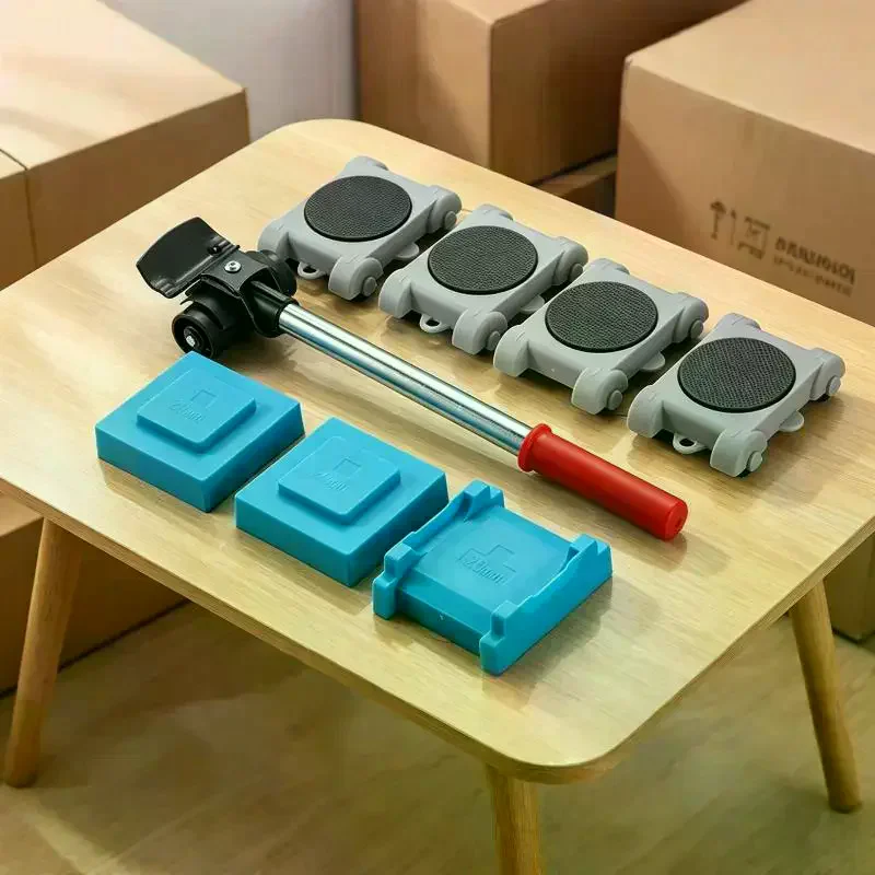 5/8Pcs Furniture Lifter Universal Thickened Durable Lifting Helper Mover Roller With Wheel Bar Moving Device