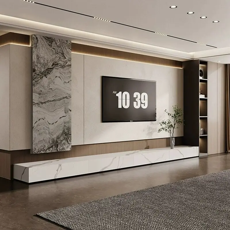 Modern stands simple rock slab TV cabinet light luxury Italian small side cabinet home tv stand panel living room furniture