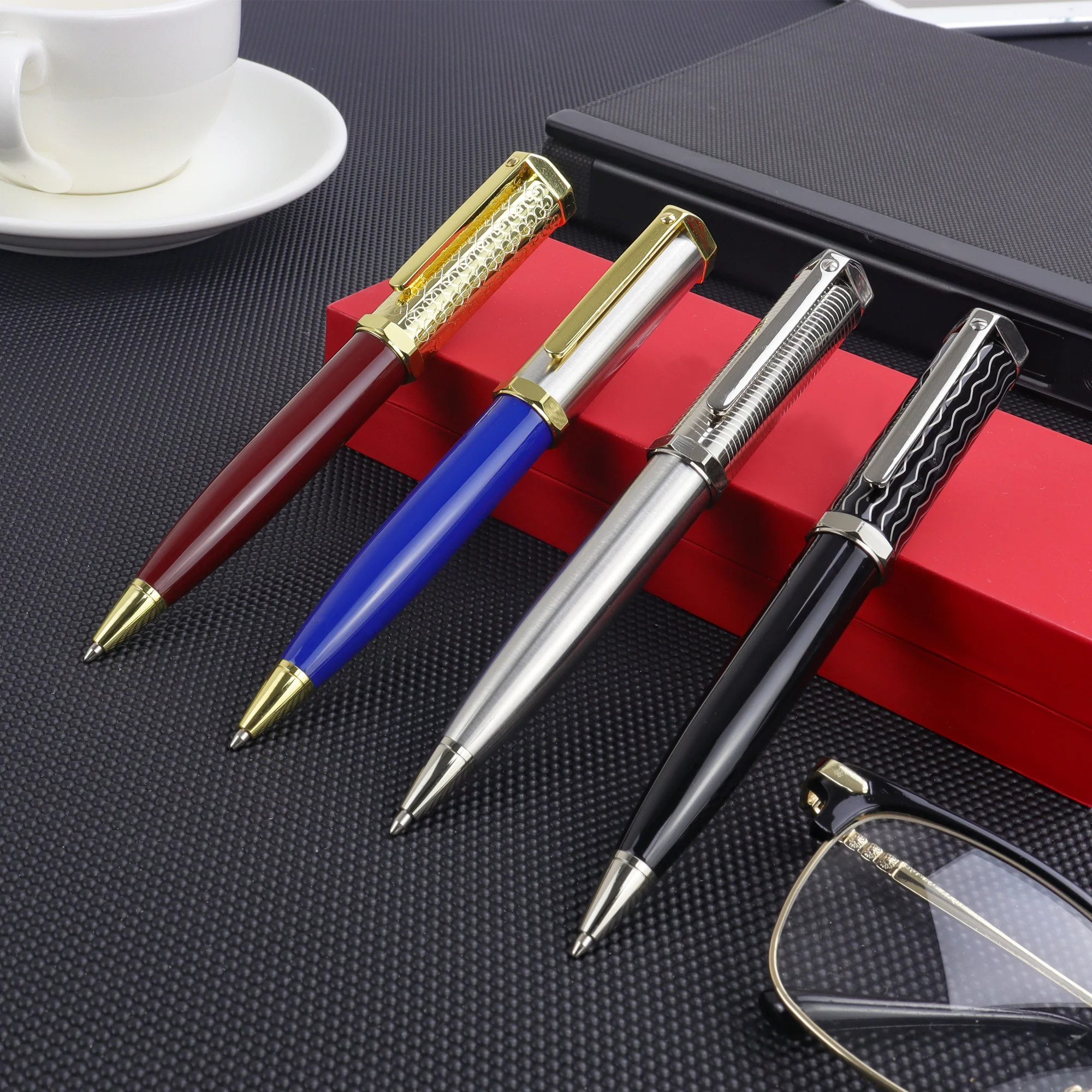 Luxury Fashion Ballpoint Pen Set - 159 Series Metal with Heavyweight Feel, Gift Box with Black Ink, Elegant Stylish Design