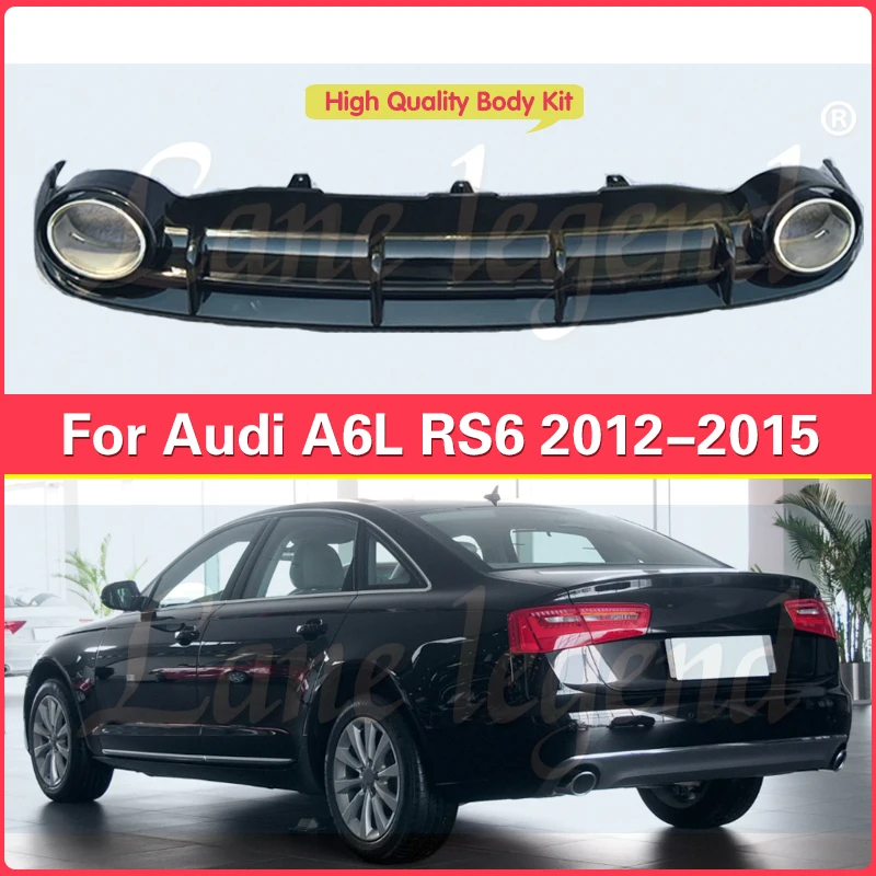 

Car Rear Diffuser for Audi A6 A6L 2012 2013 2014 2015 Glossy Black Car Body Kit Lip Bumper Spoiler Splitter RS6 Style Styling