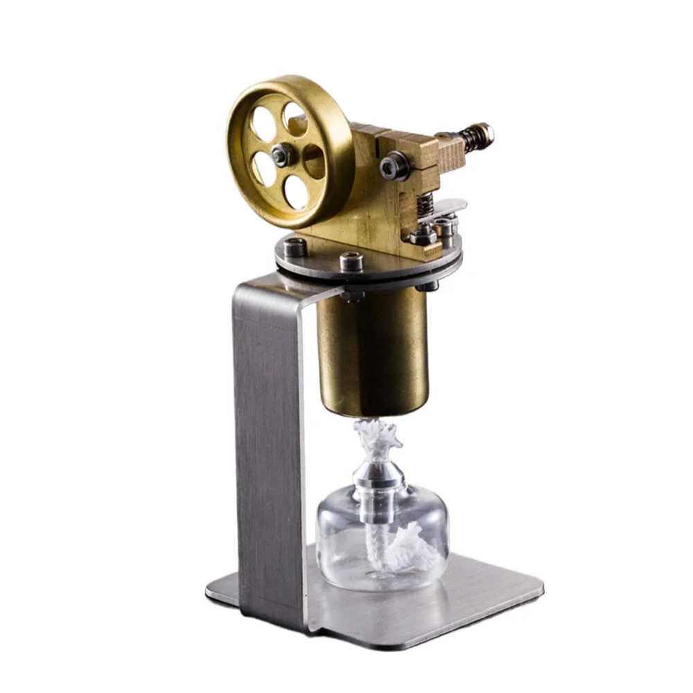 Metal Stirling Steam Engine Model Miniature Horizontal All Copper Boiler Steam Engine Toy Gift External Combustion Engine Model