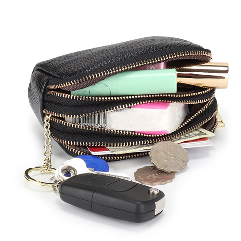 1 قطعة محفظة جلد البقر عملة الحقيبة انغلق تغيير الحقيبة للنساء سعة كبيرة حقيبة صغيرة مع حلقة المفاتيح مريحة #5