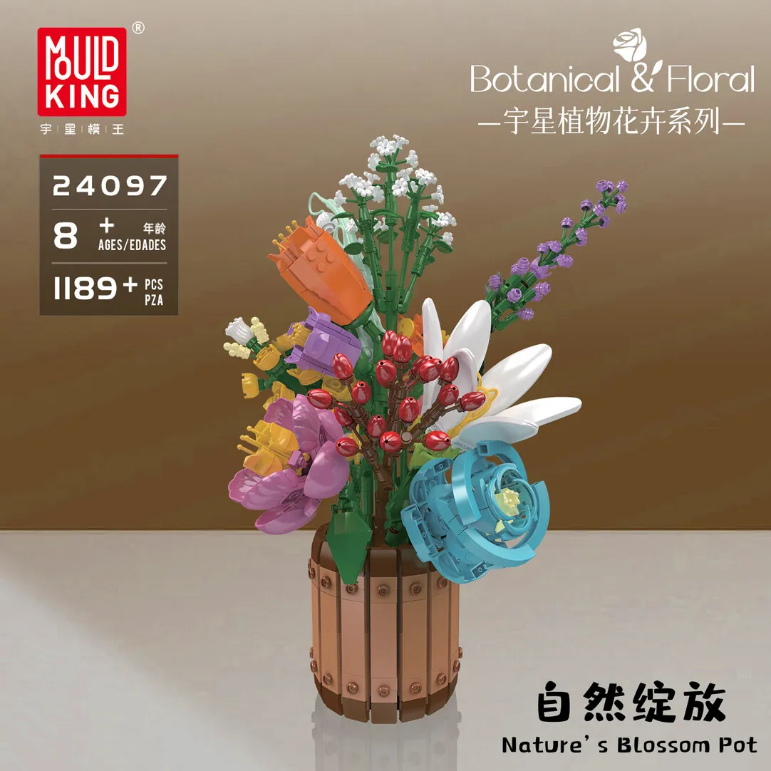 

Mould King Nature's Blossom Pot Building Blocks Kit Preserved Flowers DIY Assembly Home Decor Ornaments Girl Gift 24097
