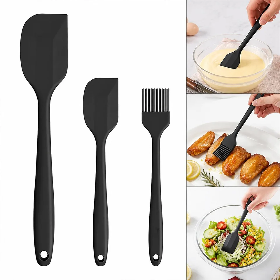 3PCS Silicone Spatula Set Non Stick Kitchen Spatula Baking Tools Cake Bread Spreader Jam Scraper Mixing Cooking Utensils