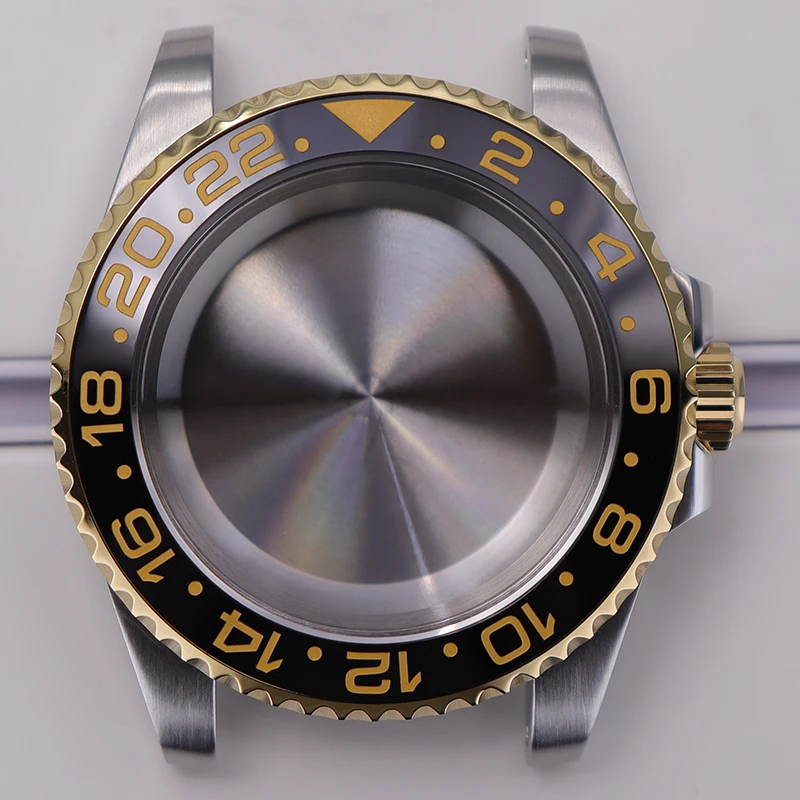 

40mm YACHT Watch Cases Sapphire Glass for GMT SUB NH35 NH36 NH34 NH38 NH70 Miyota 8215 ETA 2824 Movement Silver Gold watch parts