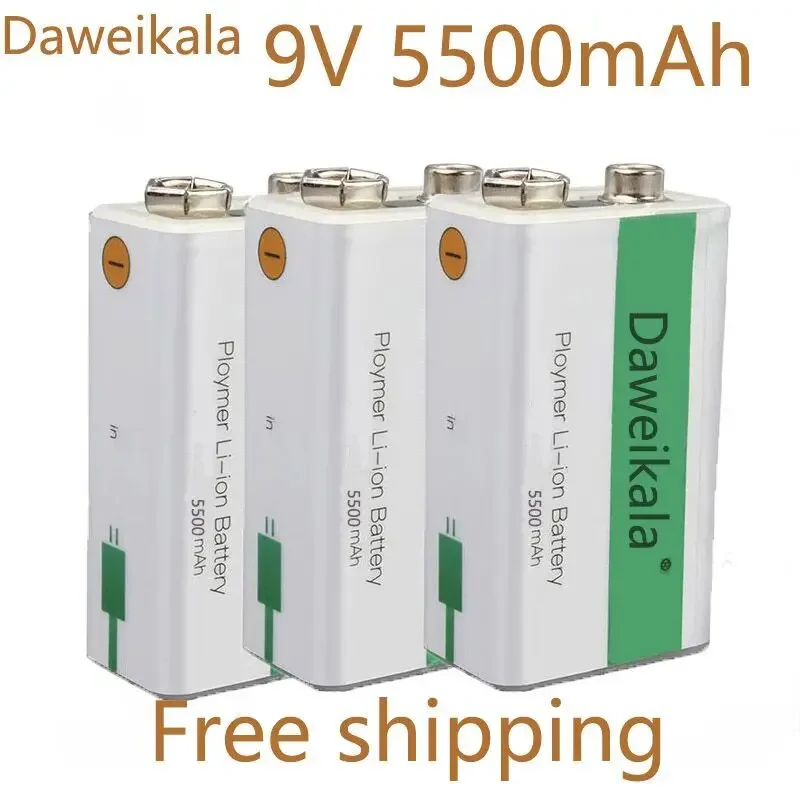 

4pcs/Lot 9V USB Li-ion Rechargeable Battery 9V 5500mAH Is Suitable for Camera and Other Series of Electronic Products+USB Line