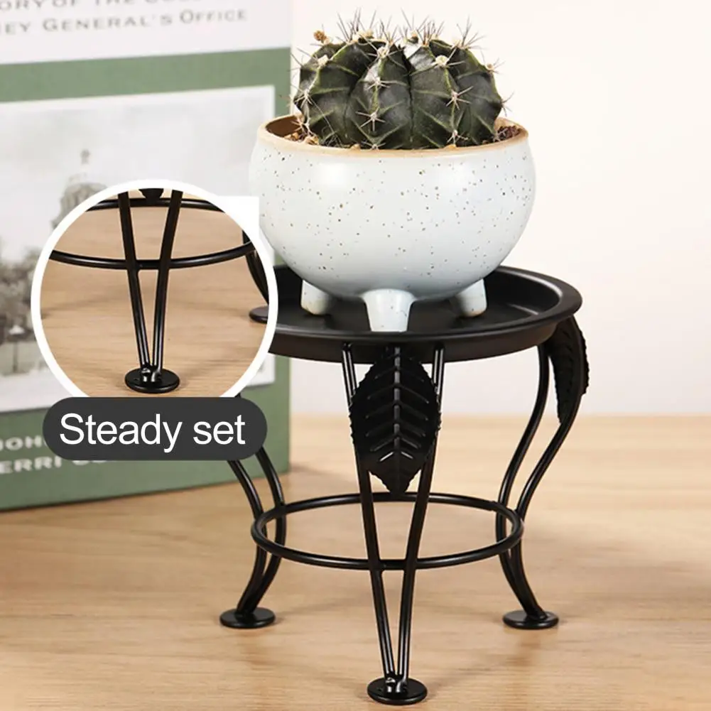 Small Metal Plant Stand Coated Three Legged Potting Rack Round Standing Planter Holder Indoor Outdoor Triangular Plant Stand