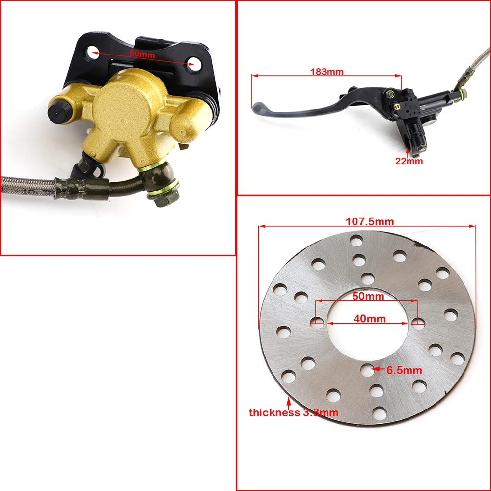 ATV Front Steering Strut Knuckle Shaft with Hydraulic Brake Kit for 110cc 125cc ATV Quad Kart Golf Dirt Bike