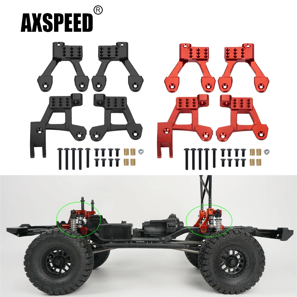 AXSPEED 4Pcs Metal Front & Rear Shock Absorber Damper Towers Mount for Axial SCX10 II 90046 1/10 RC Crawler Car Model Parts