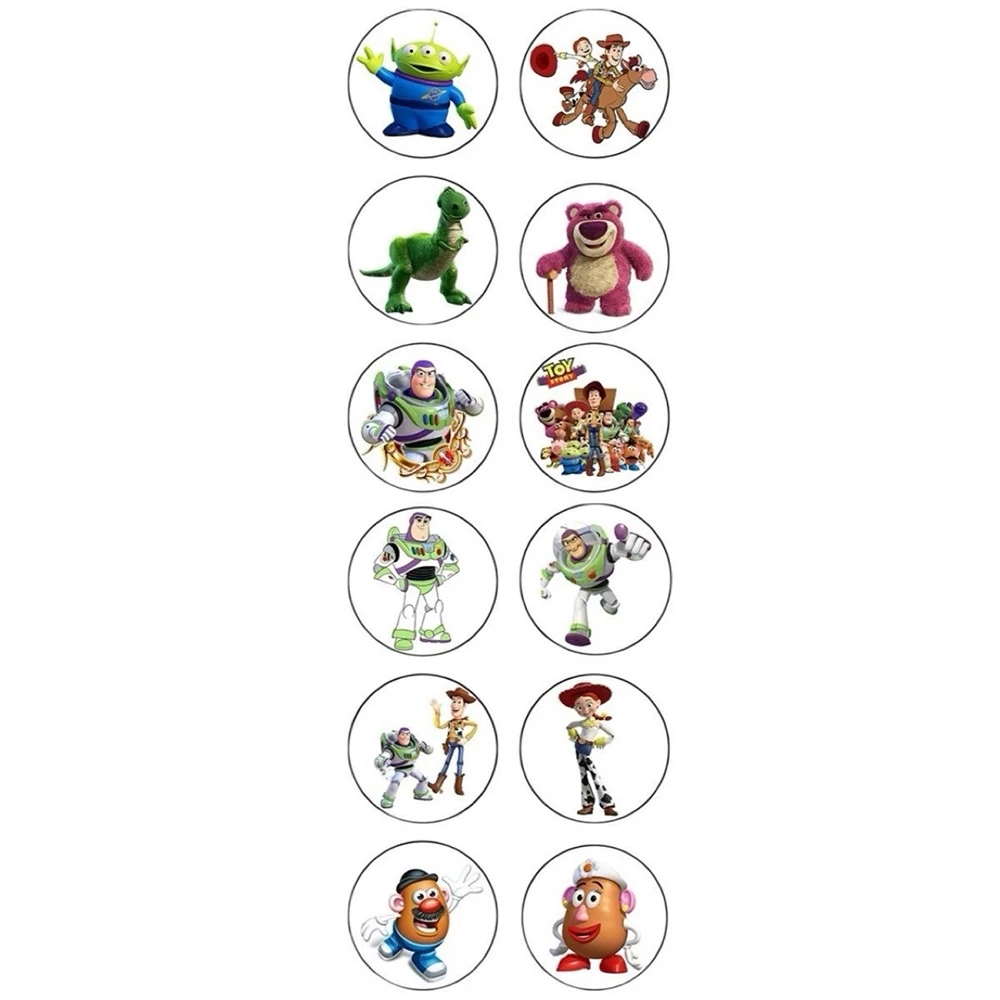 

500pcs/Roll Disney Cartoon Toy Story Stickers Cute Anime Round Seal Decals DIY Laptop Decoration Sticker Reward Gift Classic Toy