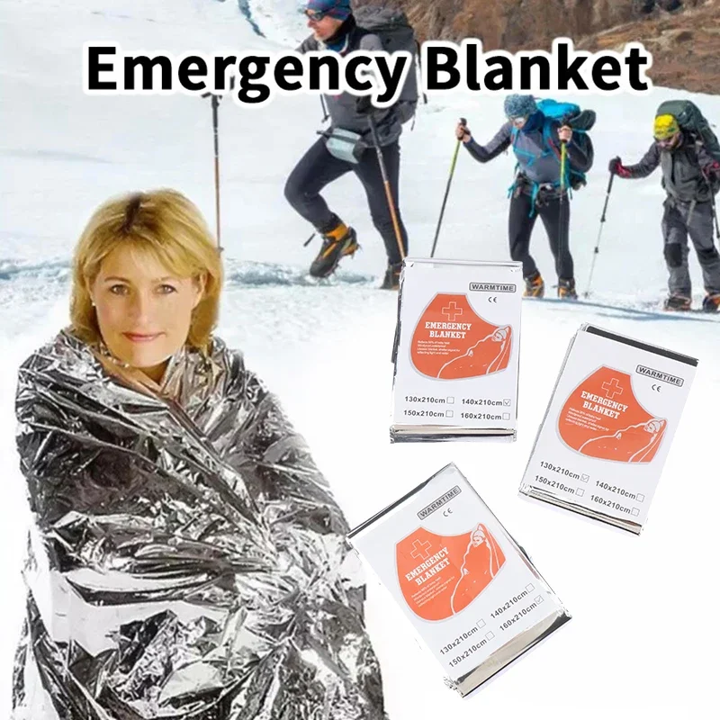 Emergency Rescue Blanket Outdoor Waterproof Keep Warm Survival Blanket Insulation Sunscreen Blanket 130/140/160*210CM