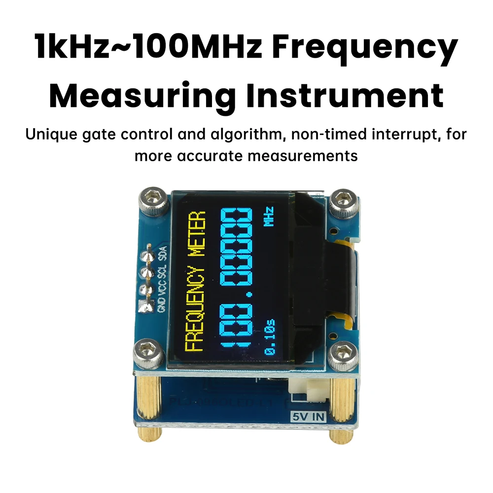 PLJ-096OLED-L1 DC 4.5–9V Frequency Display Module, 1 kHz–100 MHz Frequency Meter, 0.96-inch OLED Digital Frequency Counter