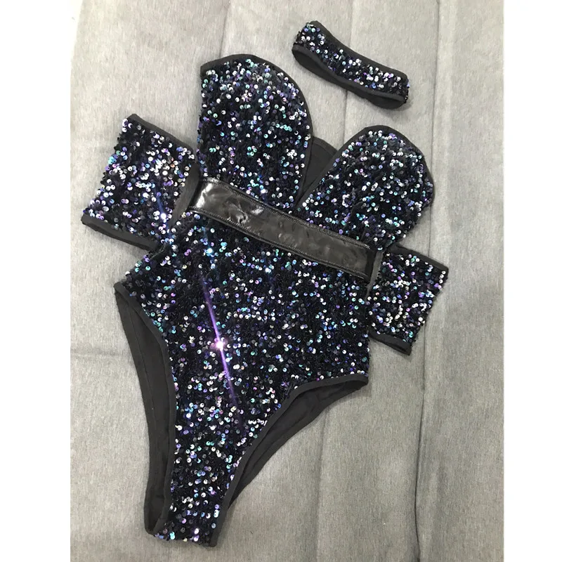 

V-neck Sequin Bodysuit Women Dancer Team DJ Gogo Costume Bar Nightclub Sexy Jazz Pole Dancing Stage Wear Rave Performance Outfit