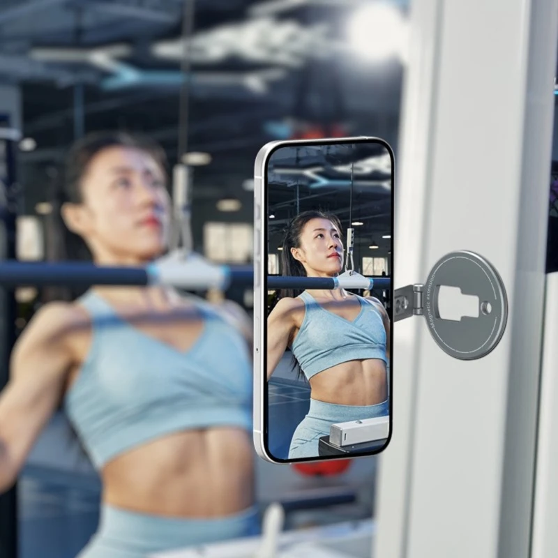 

Портативный алюминиевый держатель для телефона с регулируемым на 180° двойным магнитным креплением. Портативная подставка для