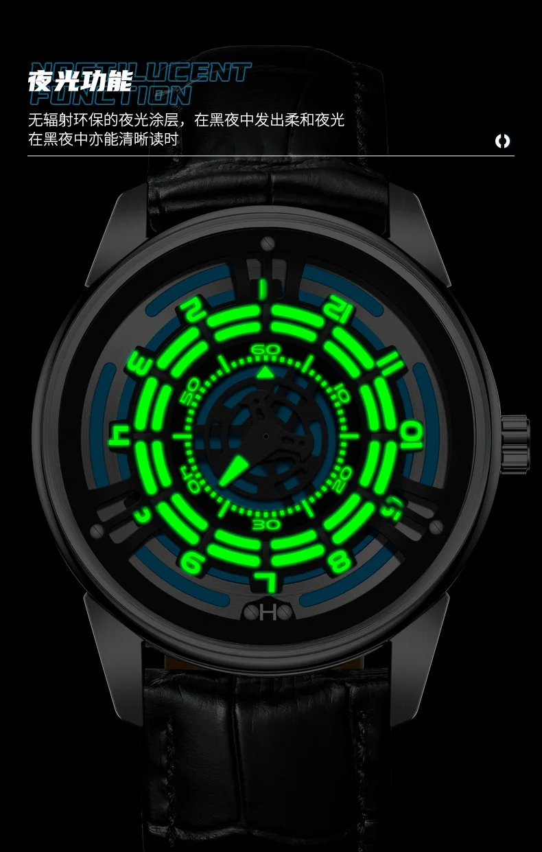 PINDU New Fashion Luxury Men\'s Automatic Chronograph Mechanical Watch Leather 30M Waterproof Luminous Watch Reloj Hombre