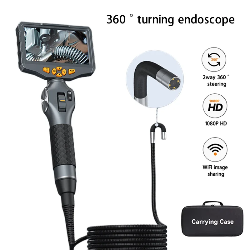 

1080P HD Two-Way Articulating Mini Camera With 5inch Screen And 6.2mm 8.5mm Semi-Rigid Gooseneck For Car Engine Inspection