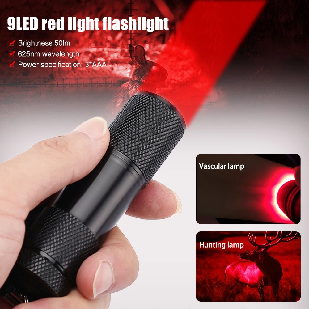 C2 Portable 625nm Red Light Flashlight Infrared Blood Vessel Light Finder Vein Instrument Red LED Flashlight Lamp Mini AAA Torch