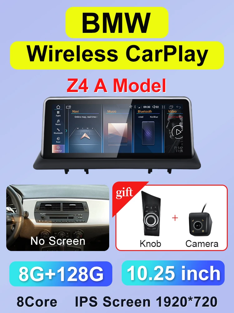 STWEI ID8 10.25 inch Android 14 Draadloze CarPlay AUTO Voor BMW Z4 E85 E86 E89 CIC NBT Auto Multimedia Video Spelers GPS Bluetooth