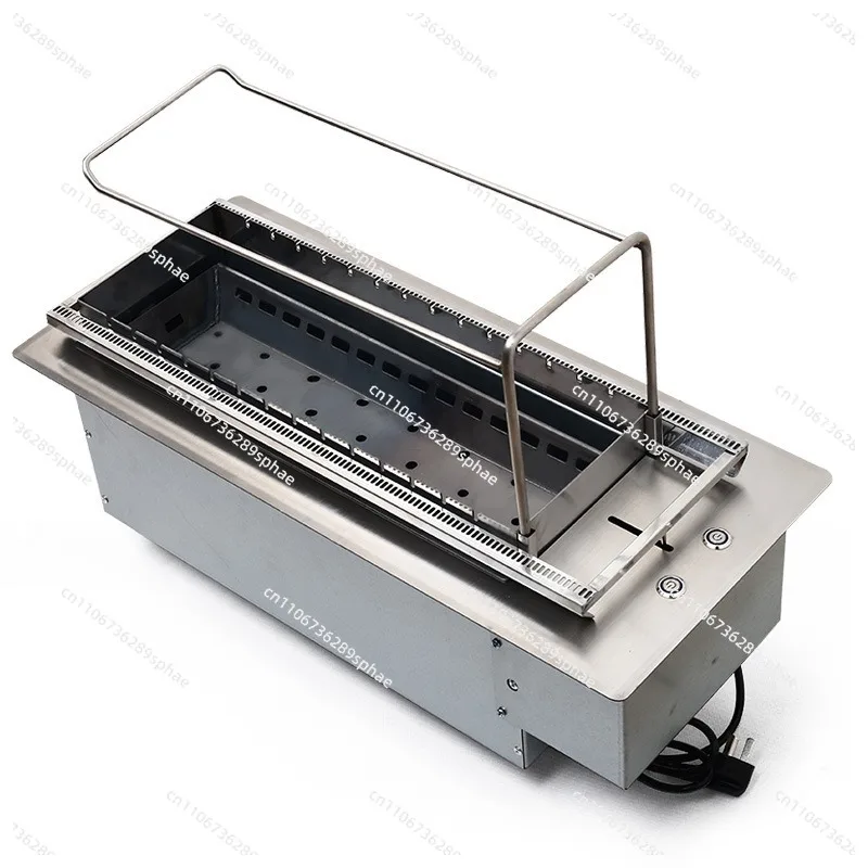 Commercial Charcoal BBQ Grill, Push-Pull Electric Lifting Charcoal Tray Automatic Skewer Barbecue Machine
