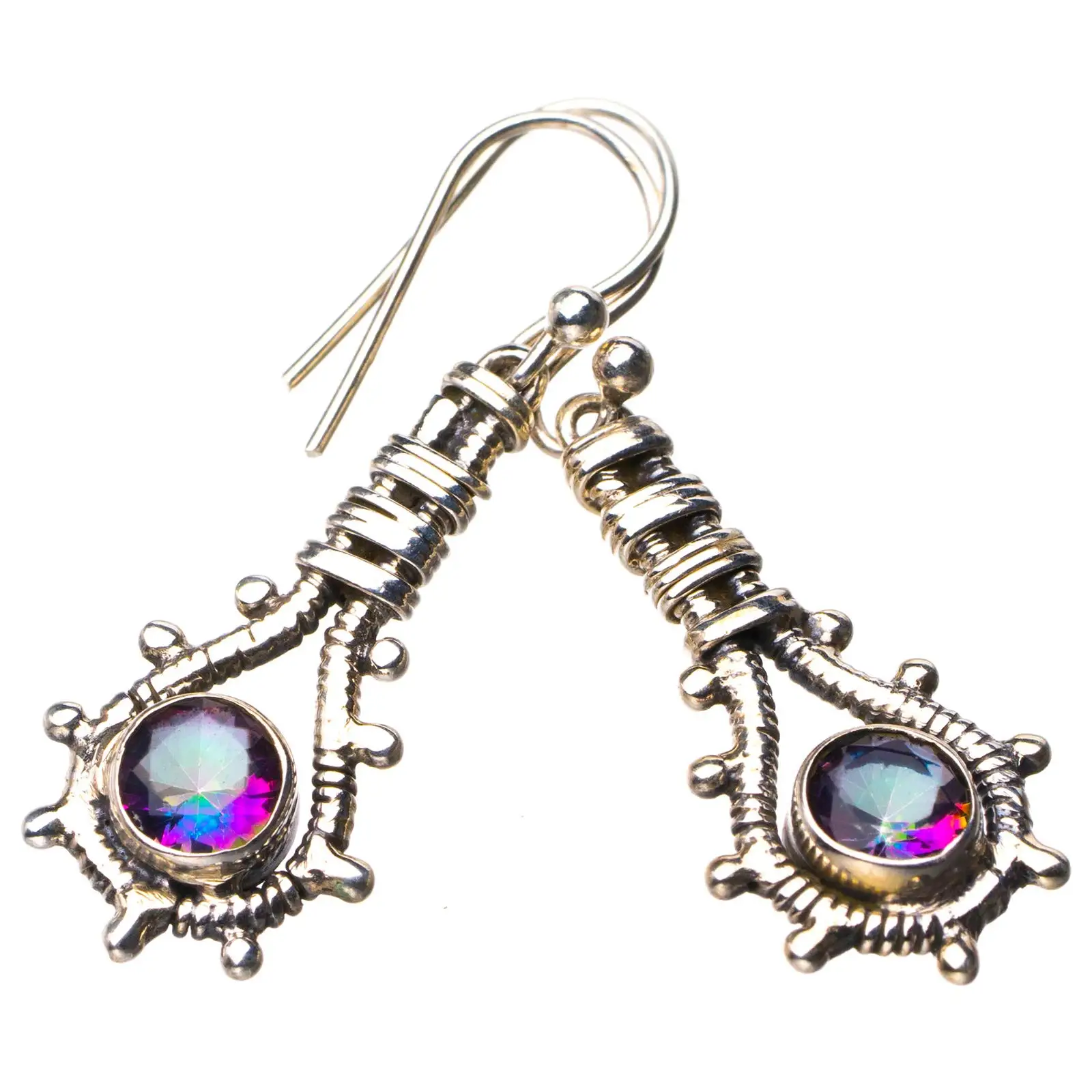 

StarGems® Natural Mystical Topaz Handmade 925 Sterling Silver Earrings 1.5" D7330