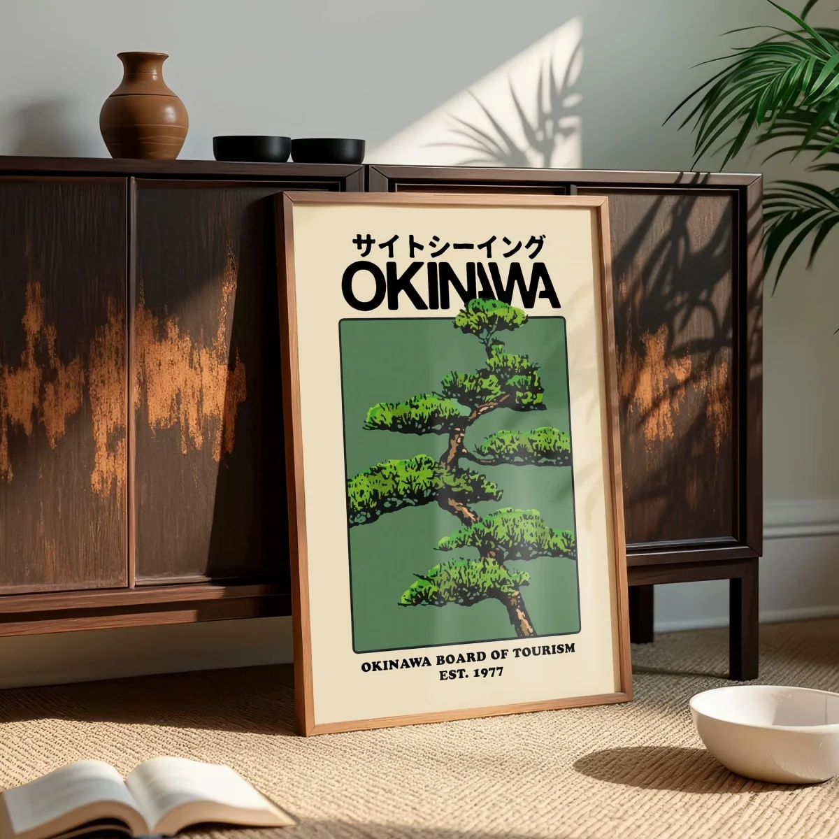 Japanese Okinawa Bonsai Tree Canvas Print Poster Japandi Vintage Travel Abstract Art Prints Bedroom Wall Art Home Decor Poster