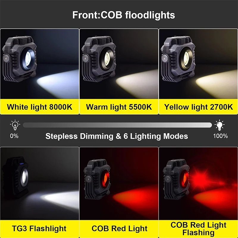 LiitoKala LF-786 Work lights+26650 5000mAh Battery Rechargeable 2700-8000K temperature sensitive magnetic work light 360 ° rotat