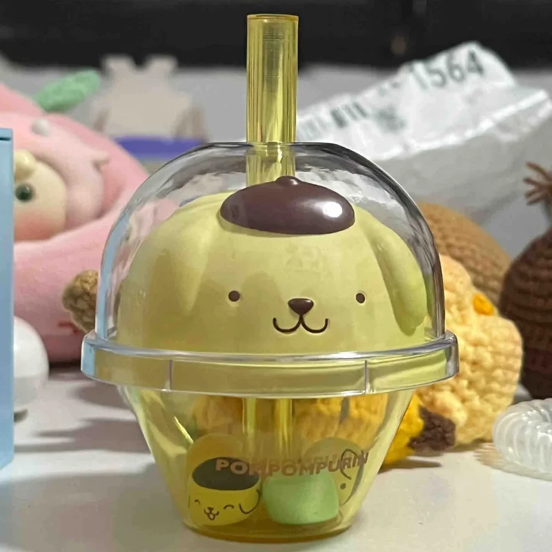 

Genuine Sanrio Characters Bubble Tea Series Taro Milk Tea Cup Mini Figure Cute Mystery Box Desk Decor Kawaii Blind Box Girl Gift