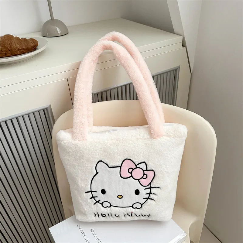 Sanrio Bag Kawaii Kuromi Cinnamoroll My Melody Cartoon Anime Plush Handbag Cosmetic Bag Travel Storage Bag Women Girl Gifts