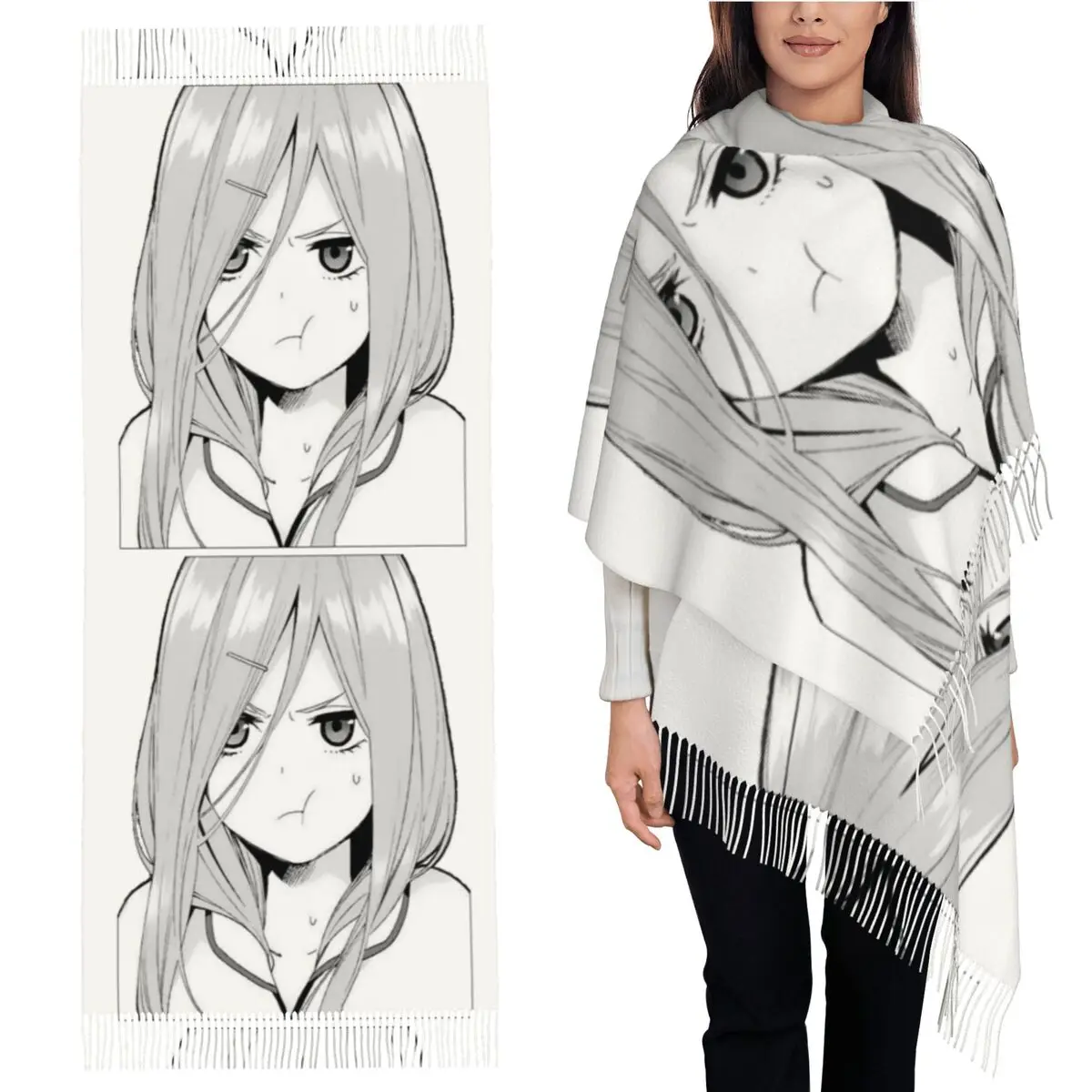 

Miku Nakano Waifu Scarf Tassel Scarves Women Soft Warm Shawls and Wraps Long Fall Winter Shawl Wrap